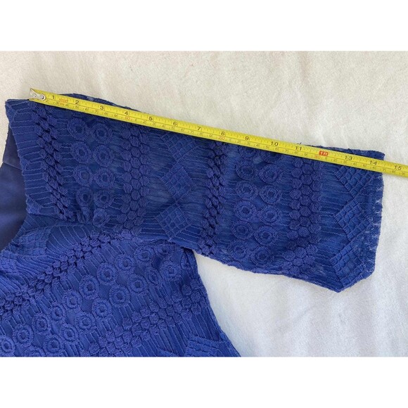 Rabbit Rabbit Rabbit Size M Blue Lace Overlay Dress Wedding Guest Stretch Party - Picture 6 of 8